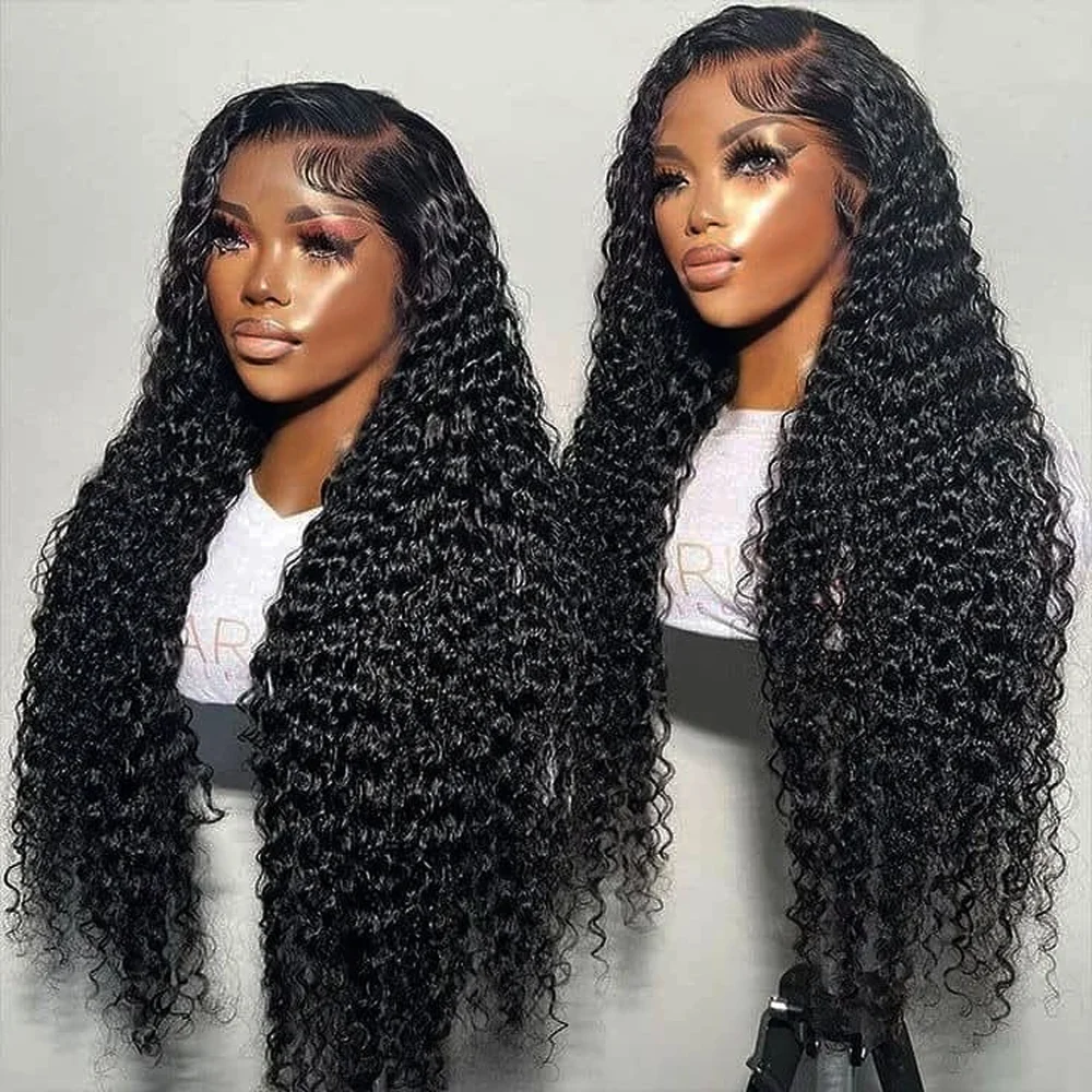 44 بوصة 100 نصف الباروكات شعر الإنسان HD الدانتيل شعر مستعار أمامي غريب مجعد 13x6 موجة عميقة الفيتنامية أمامي المياه مضفر البورمية مجعد #1