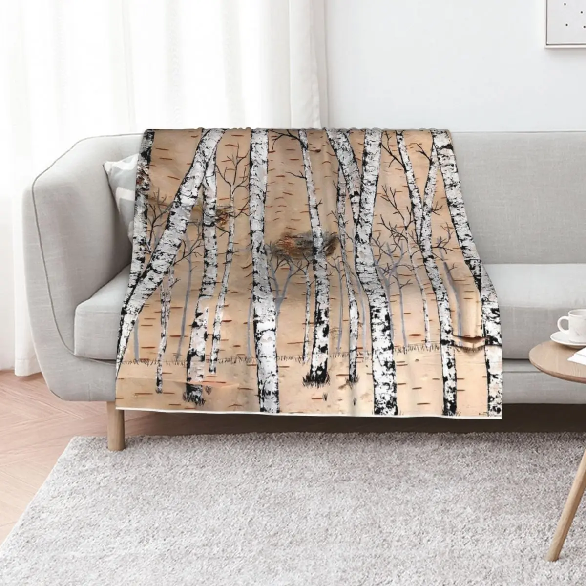 Birch Tree Forest Throw Blanket Furrys Vintage Blankets For Sofas Furry sofa bed Soft Blankets