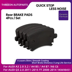 THREEON Rear Ceramic Brake Pads For AUDI A3 2.0 3.2 A4 B5 A4 B7 A6 C6 for AUDI Q3 2.0 2011-2015 TT 2008-2014 1K0698451 TO1285-R