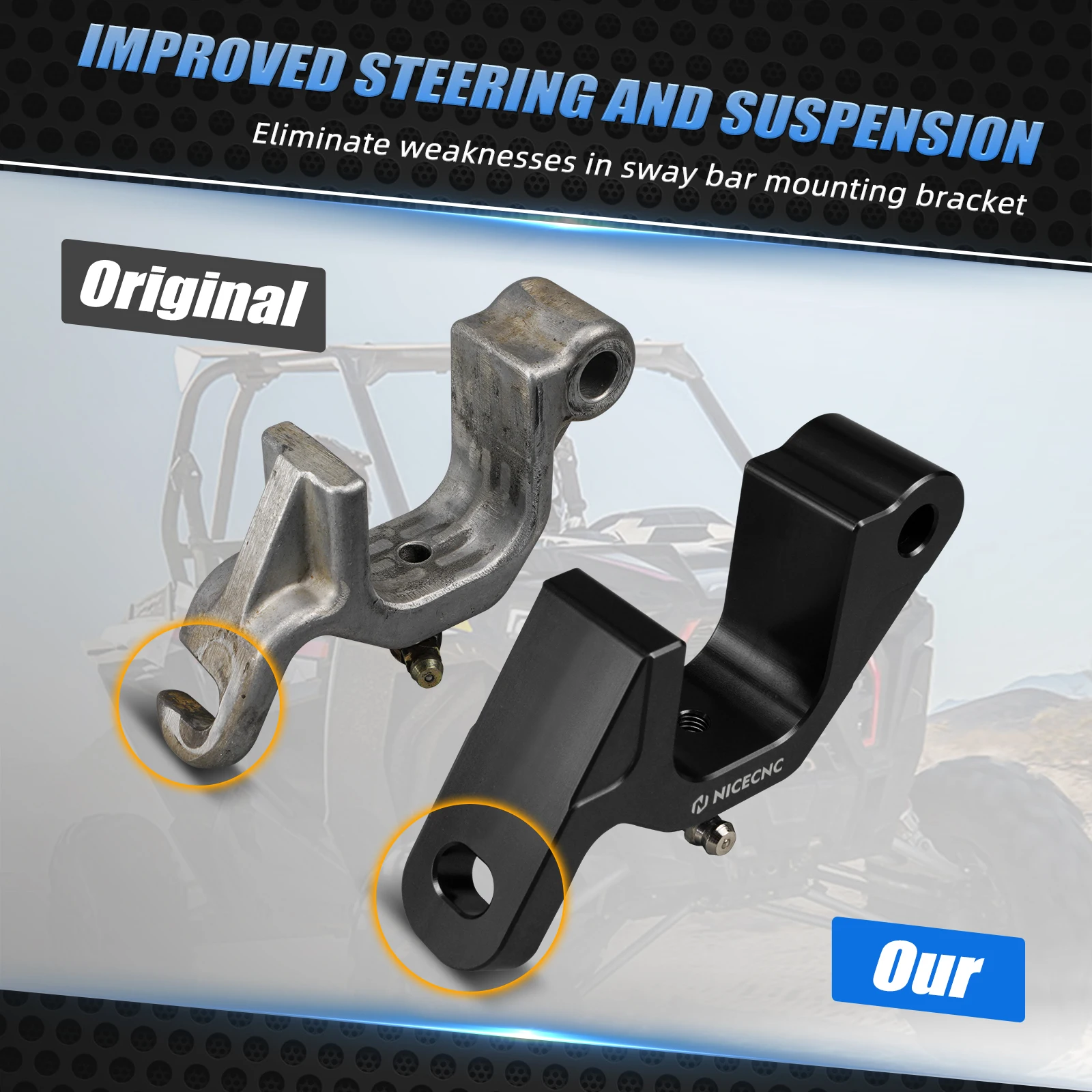 For RZR XP Turbo Front Sway Bar Bracket Aluminum For Polaris RZR XP 1000 RZR900 General 1000 4 OEM5634604 UTV Accessories