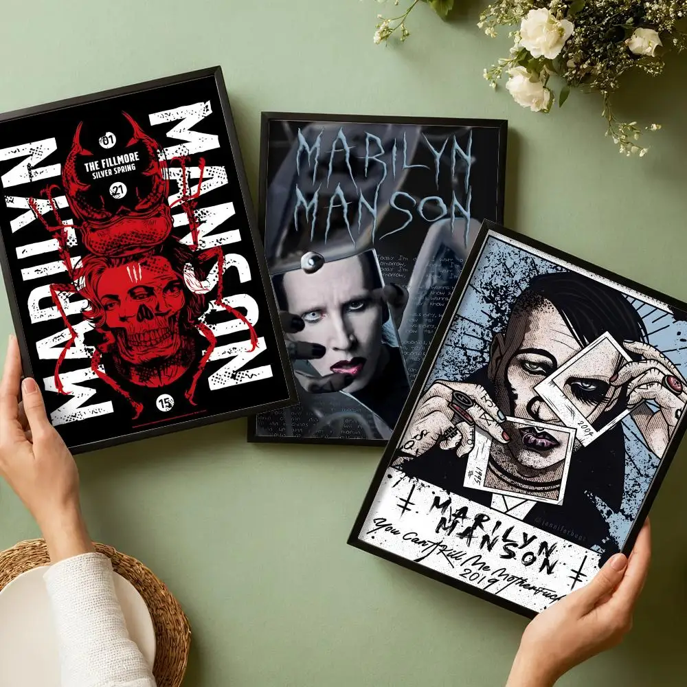 Singer M-Marilyn Manson Poster Decorative Wall Art Stickers Mural Photo Print for Home Living Room Hallway Decor