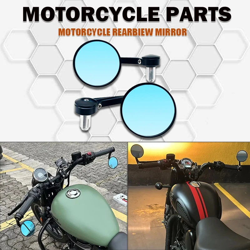 

For Royal Enfield Bullet/Meteor/Classic 350 500 Interceptor 650 CNC New Motorcycle Bar End Mirrors Retro Handlebar Tip Rearview