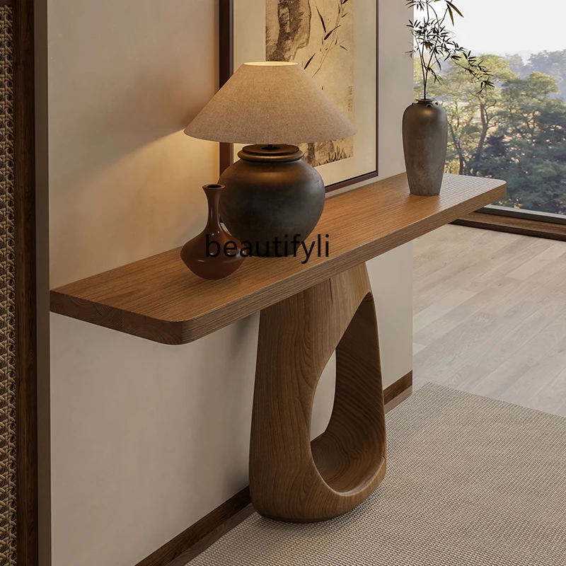 

New Chinese-style solid wood entrance table, household decoration against the wall, entrance table, living room storage table