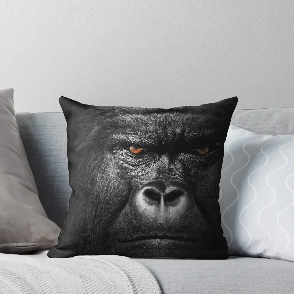 

Gorilla mammal animal , black white wildlife Throw Pillow Marble Cushion Cover Ornamental Pillow pillow