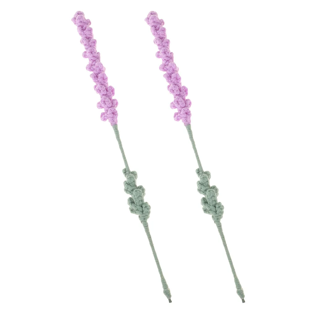 

2Pcs Handmade Crochet Lavender Flowers Lifelike Yarn Floral Bouquets Wedding Table Centerpiece Decoration Artificial Floral