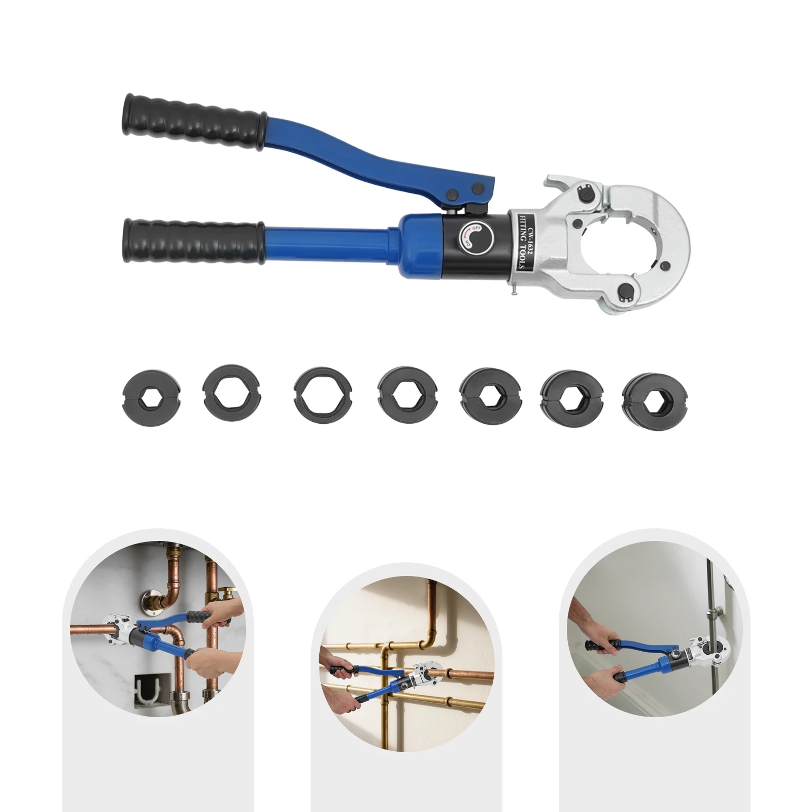 Professionelles Handgehaltenes Hydraulisches Crimpwerkzeug-Set aus 41Cr4 Stahl mit 180°-Zange ° Drehbarer Kopf zum Crimpen von Kupferrohren – Detail 6