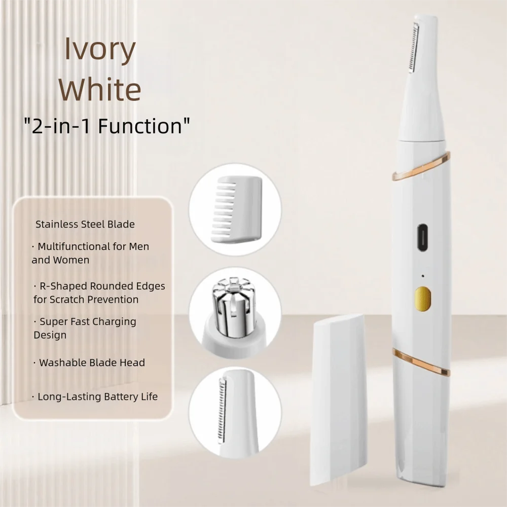 เครื่องเล็มขนคิ้วไฟฟ้าอเนกประสงค์พร้อมหัวคู่ เครื่องกำจัดขนแบบชาร์จไฟได้ เครื่องโกนขนไฟฟ้า