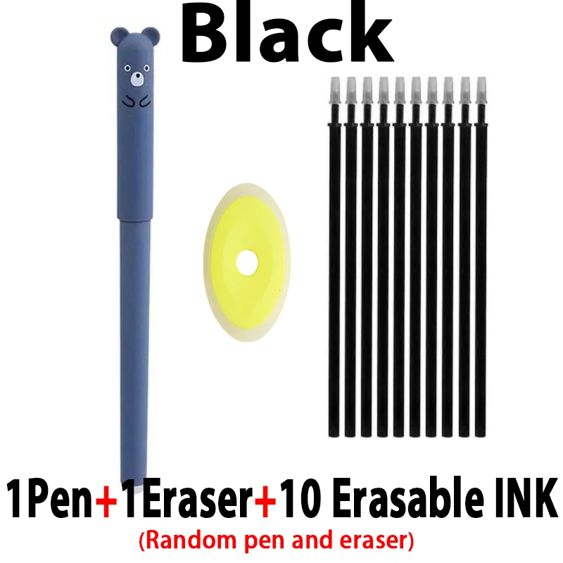 

12 шт./компл., набор стираемых гелевых ручек с милым мультяшным котом, моющиеся многоразовые офисные школьные канцелярские принадлежности с ручкой для деловых товаров
