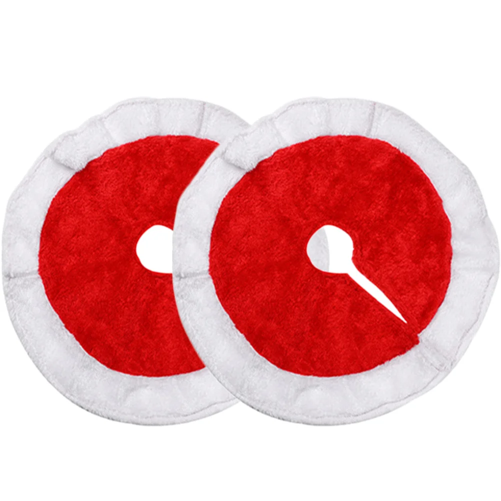 Ciieeo 2 piezas Mini falda de árbol de Navidad tela roja decoración de Navidad Base Año nuevo vacaciones decoración del hogar