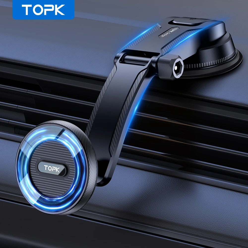 TOPK Magnetischer Autotelefonhalter für MagSafe Armaturenbretthalterung 20 starke Magnete für iPhone 17 16 15 14 13 12 Pro Max Plus Mini