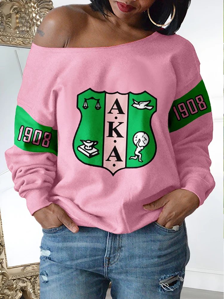 Alpha Kappa Alpha Sorority Print Drop Shoulder Hoodies