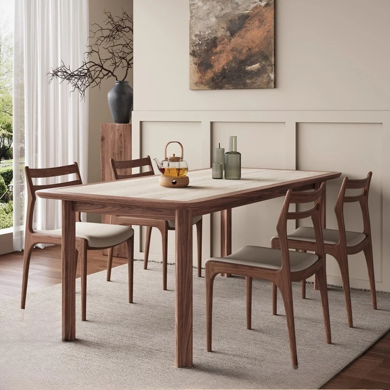 

Roman Art Retro Cave Rock Plate Dining Table White Wax Wood Rectangular Dinning Table Set Furniture Minimalist Modern Household