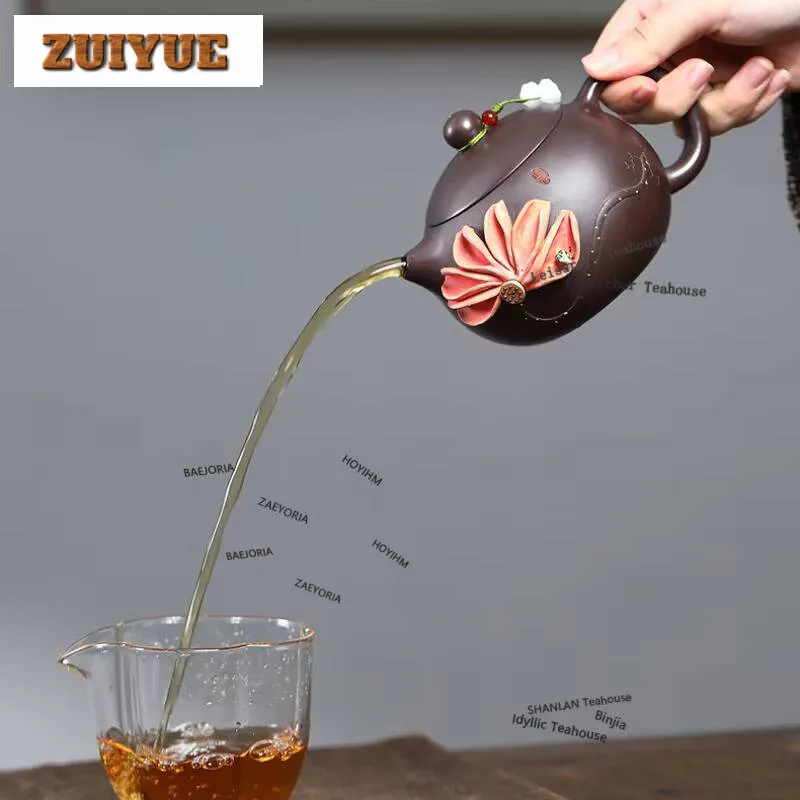 

350ml Retro Yixing Purple Clay Teapots Handmade Stacking Plastic Lotus Xishi Pot Raw Ore Mud Kettle Chinese Zisha Tea Set Gifts