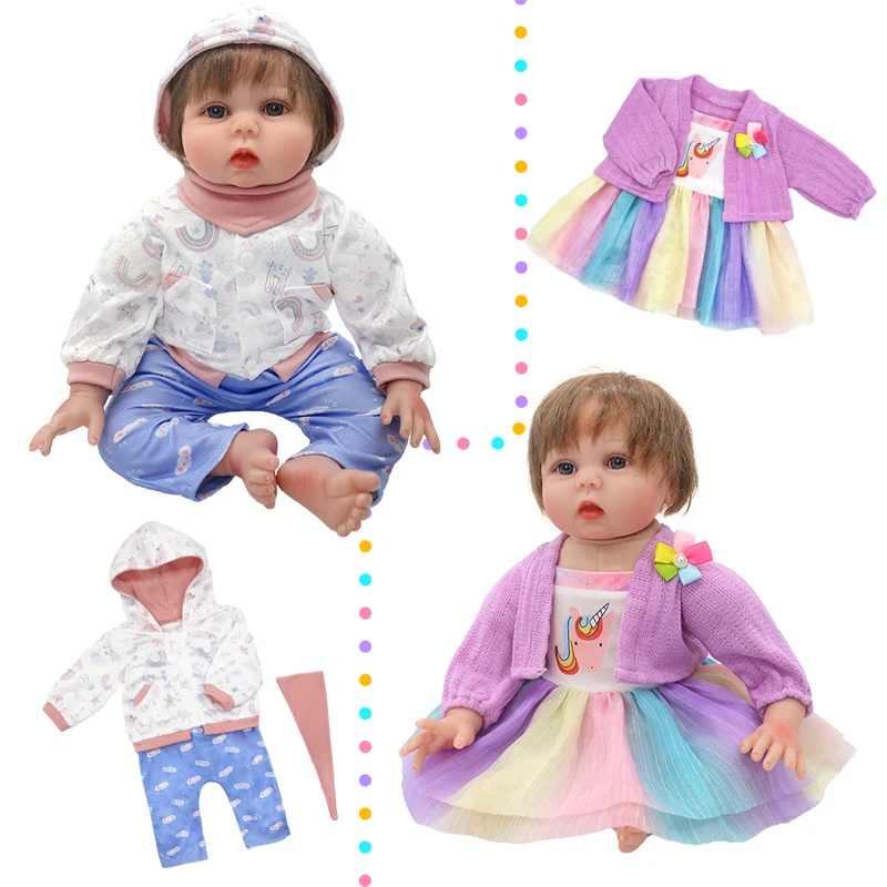 55 Cm Baby Doll Clothes Dress Sock Set 22 Inch Girl Doll Outfits Children Toys Clothing