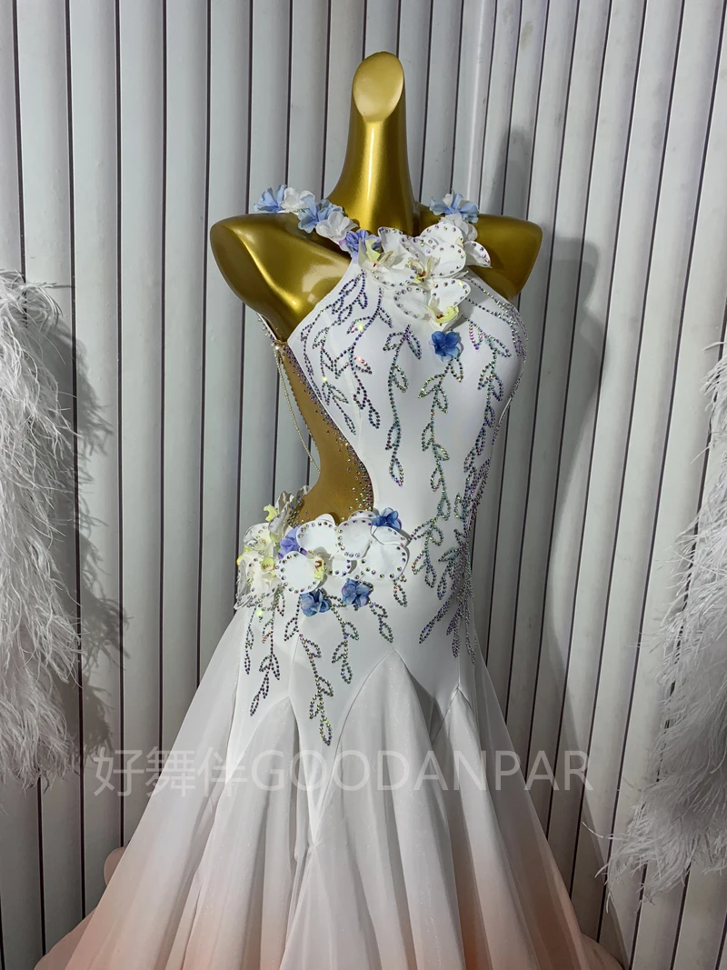 2023 neue Ballroom Dance Wettbewerb Kleider Tanz Kostüme Walzer Kleid Für Tanzen Kleidung Dance Wear Kleid farbverlauf stoff