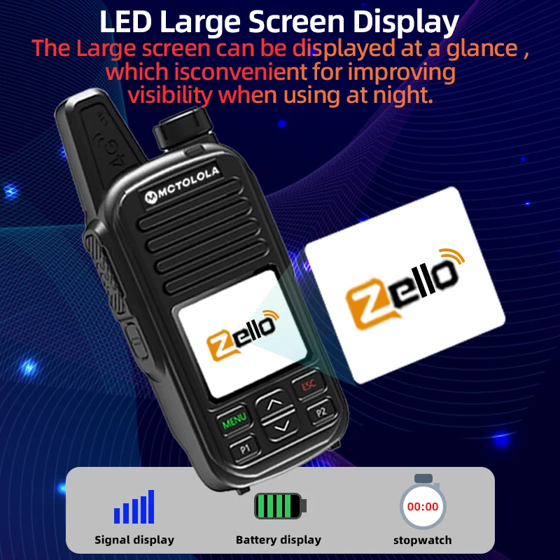 MOTOLOLA 4G Zello global de alta definición calidad de sonido walkie talkie Wi Fi Android Bluetooth tipo C carga rápida PTT Global