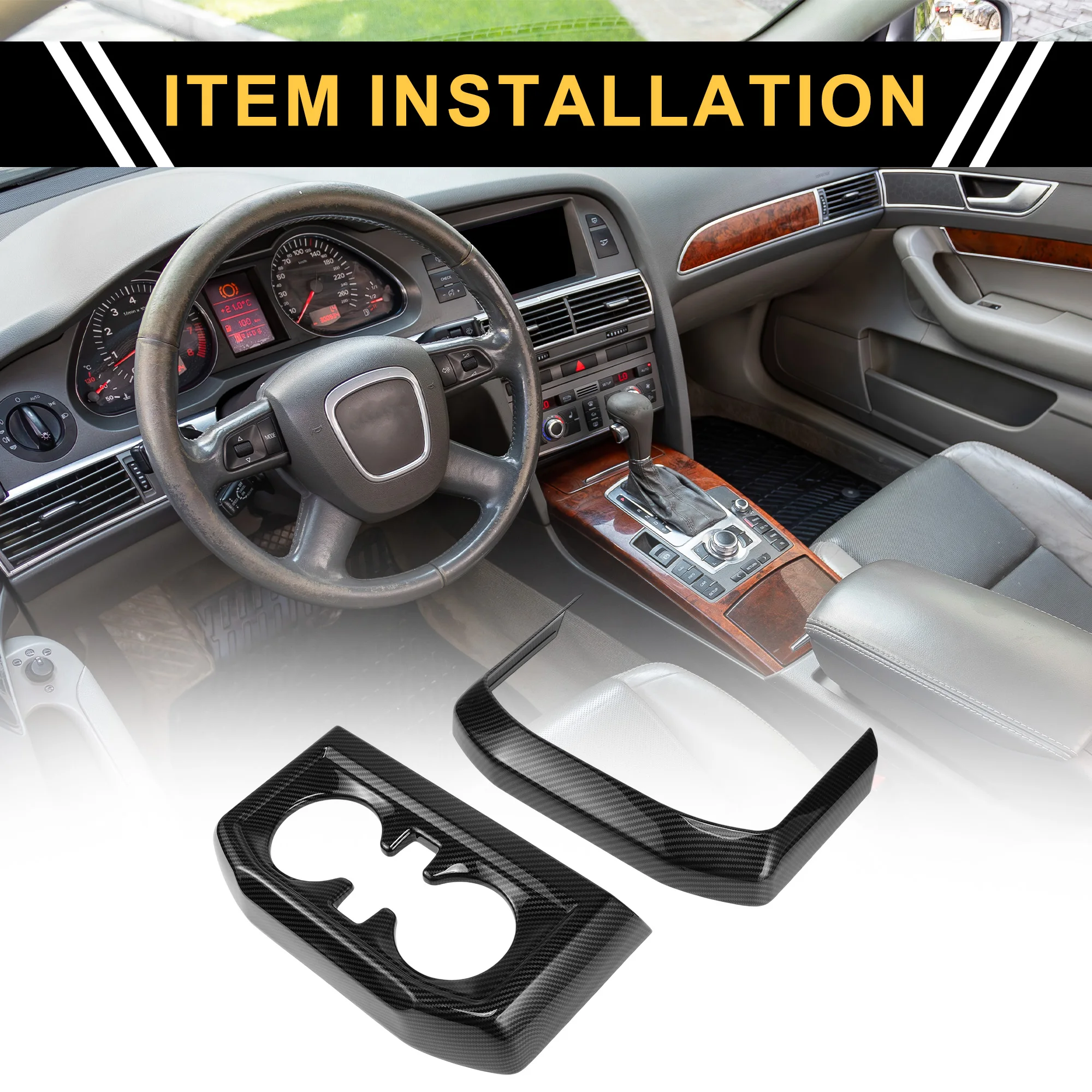 

UXCELL 1 Set Center Console Rear Cup Holder Panel Trim for Ford F-150 2021-2024