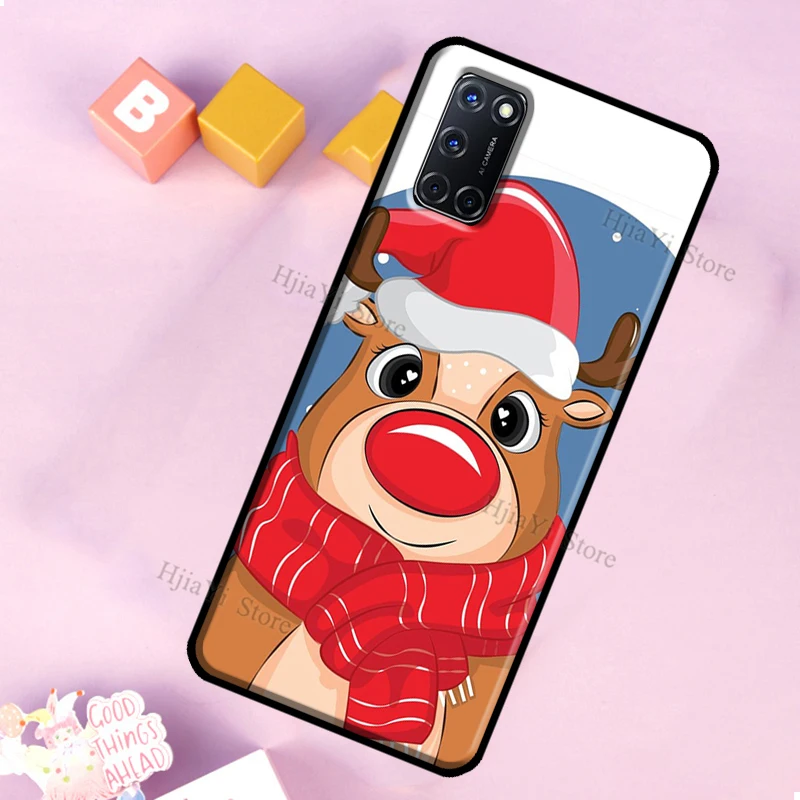 Merry Christmas Reindeer Case For OPPO A53 2020 A31 A5 A9 A1K A15 A52 A72 A83 A91 A93 A5S F5 F7 Reno 2Z Back Cover