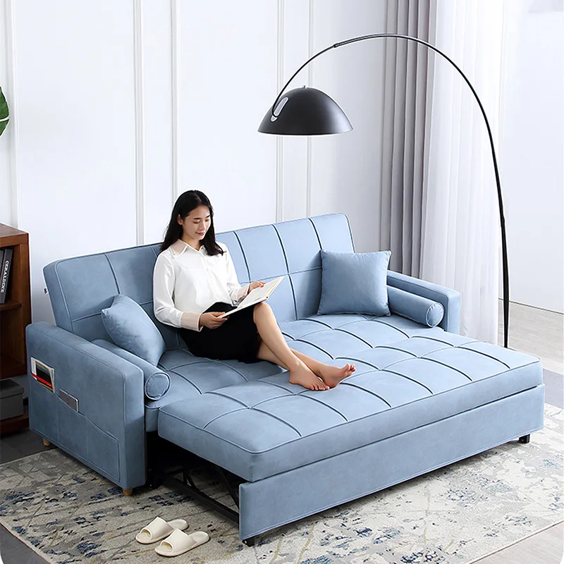 Living Room Furniture Murphy Sofa Bed Foldable With Hidden Storage/Nordic Lazy Washable Fabric Multifunctional 3 Seater Folding