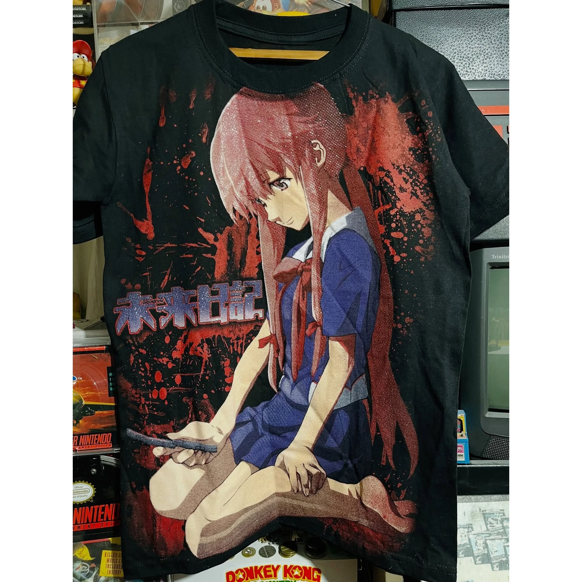Vintage Y2K Manga Future Diary Yuno Gasai Yandere Anime Graphic Tee Cotton Mens Womens T-Shirt Summer Streetwear