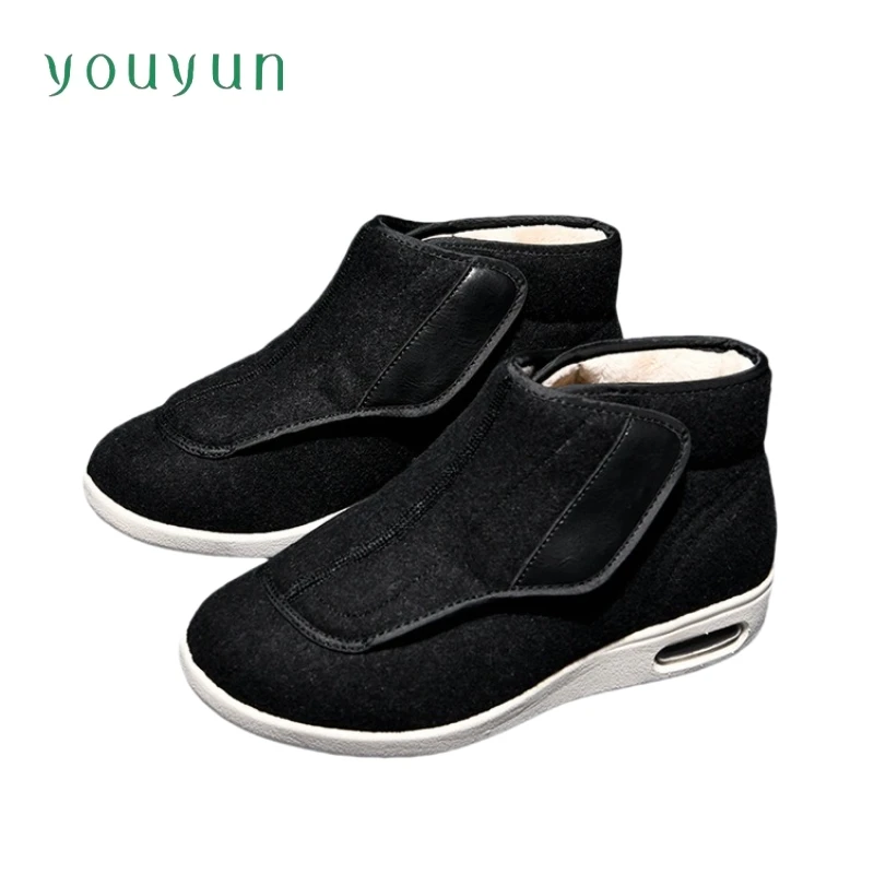 Recommend autumn and winter new women's high top elderly shoes, thick and warm, large opening Velcro foot swelling mom's shoes