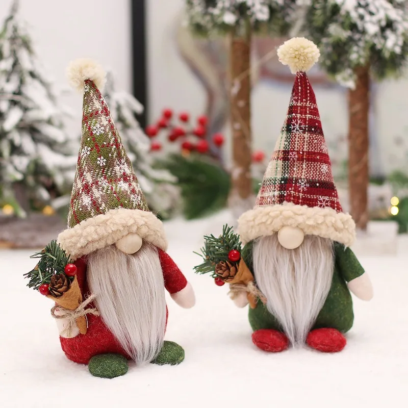 

Christmas decorations, sitting gnome dwarf ornaments, faceless old man knitted dolls， table decorations Combination