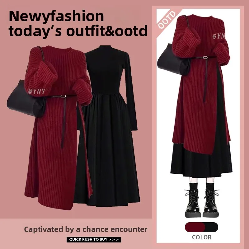 

Осенне-зимний женский вязаный комплект Long Sve, костюм-двойка с застежкой на талии, модная повседневная одежда для молодых взрослых