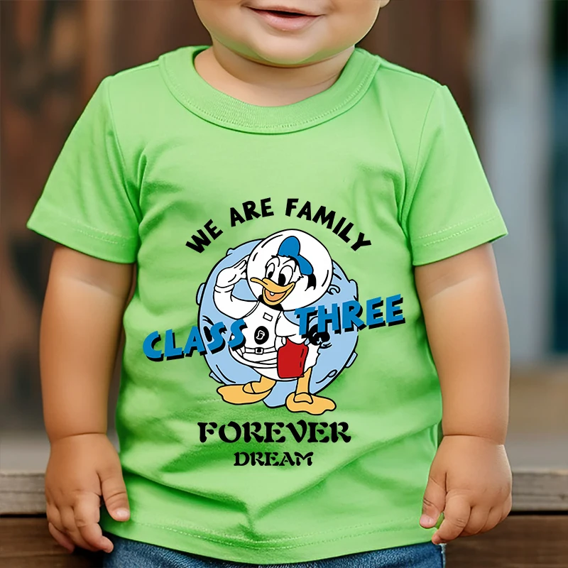 

Donald Duck Printed Kids T-shirt Summer Children's Cotton Short Sleeve Green Casual Top Suitable for Boys and Girls