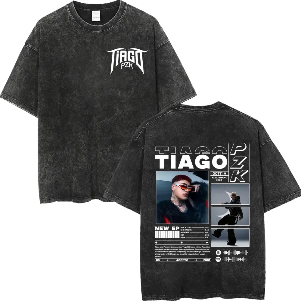 

Vintage Washed Rapper Tiago PZK T-shirt Men Women Clothing Hip Hop Fashion T-shirts Summer Casual Cotton Short Sleeve T Shirts
