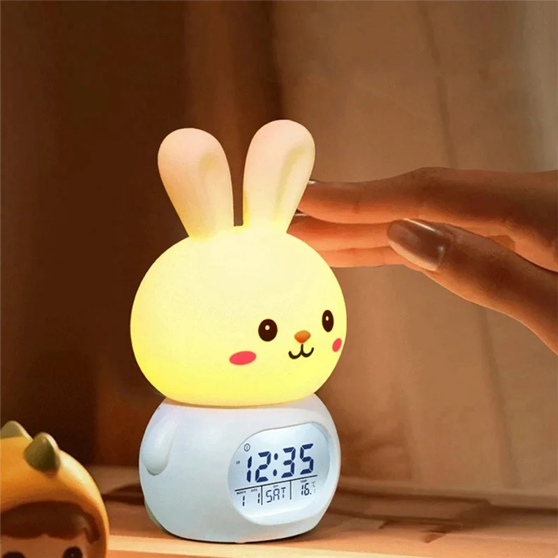 ABLN-Cute Bedroom Clock With Night Light, Multiple Colors, And Music Function For Sleep Atmosphere