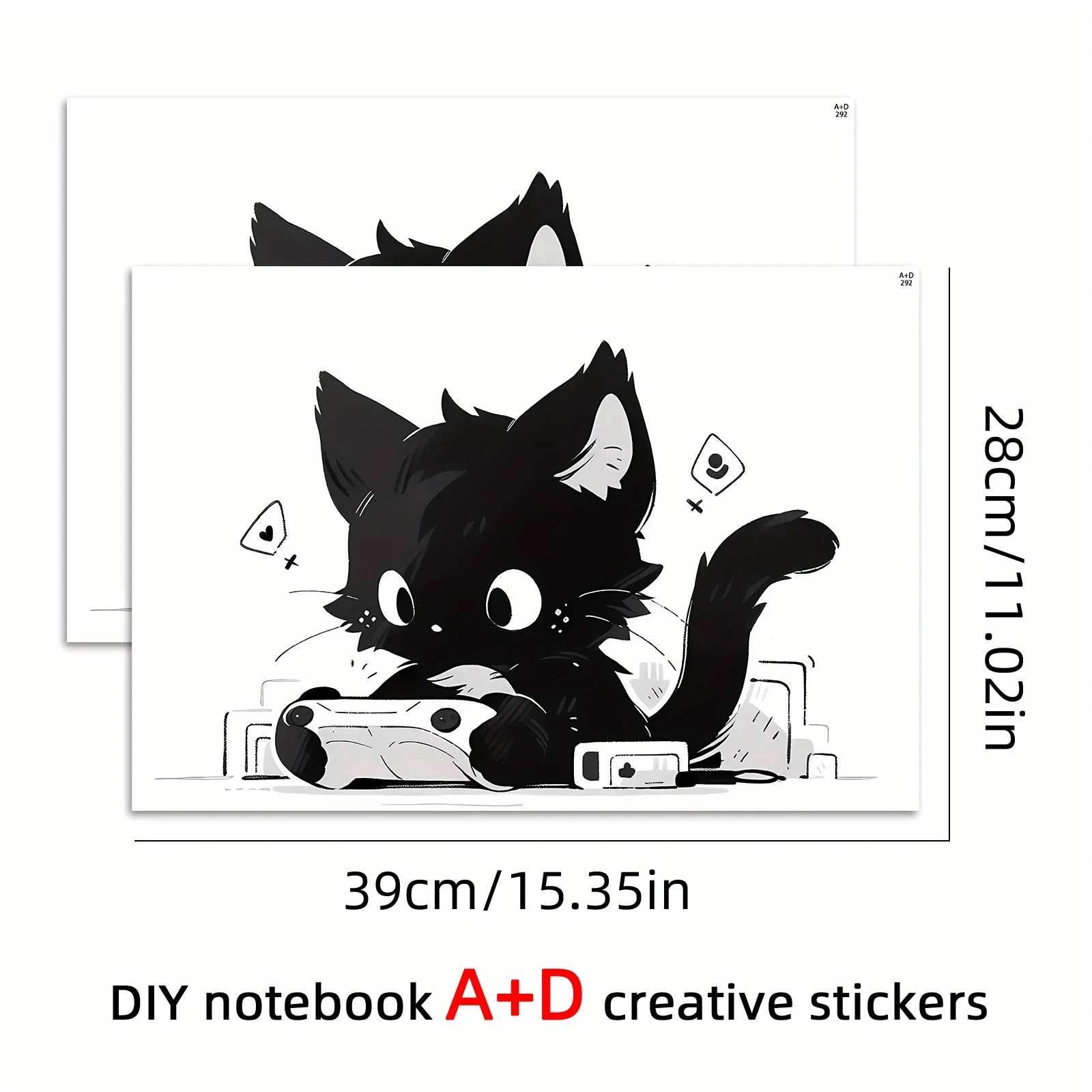 DIY 1 Set of 2 Game Cat Themed Rendering Laptop Stickers 12-15.6 Inch Laptop Shell Stickers Made of PVC Material Decal Sticker