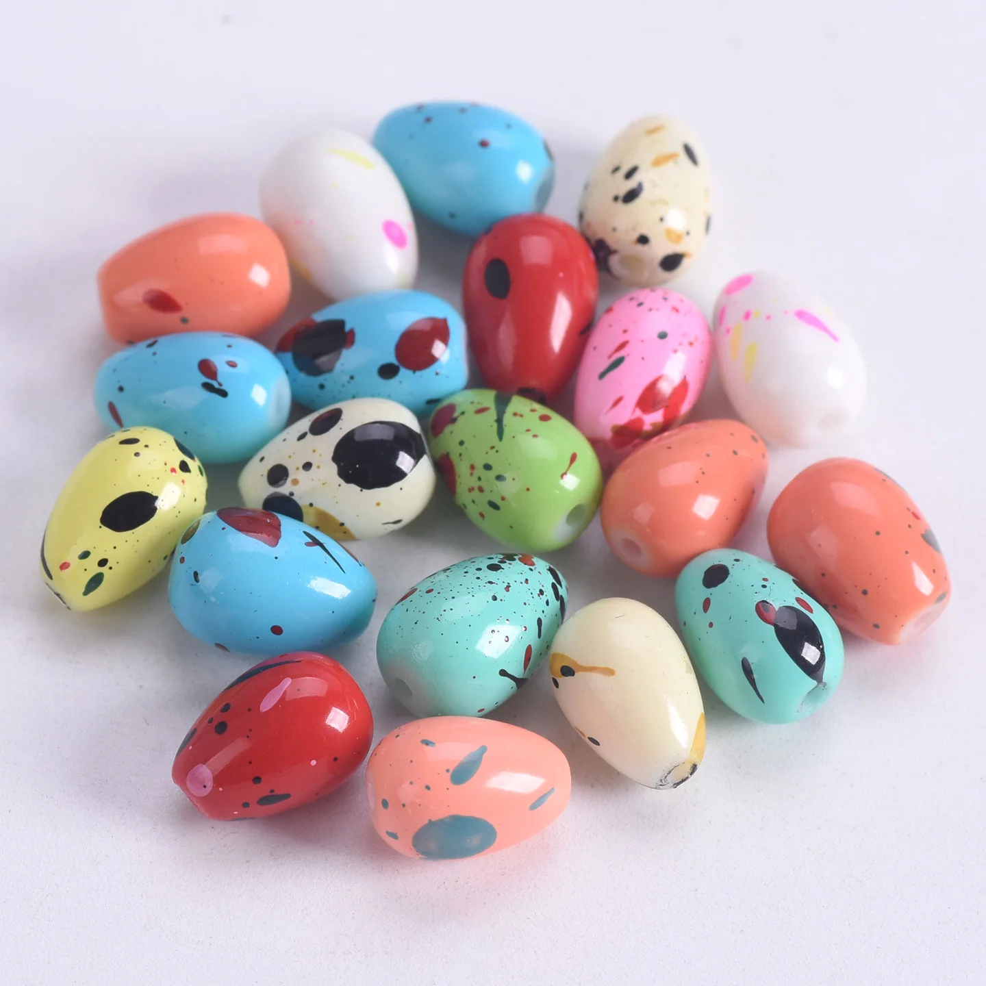 Cuentas sueltas de vidrio opaco con forma de pera en forma de lágrima de Color recubierto de manchas, 11x8mm, 14x10mm, venta al por mayor, lote para