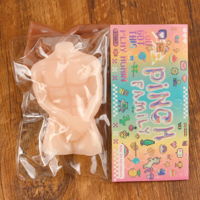 Novità Divertente Muscle Man Spremere Bambola Giocattolo Per Bambini Per Adulti Decompressione Muscolare Uomo Figura Del Corpo Trucco Prop Alleviare Lo Stress Giocattoli