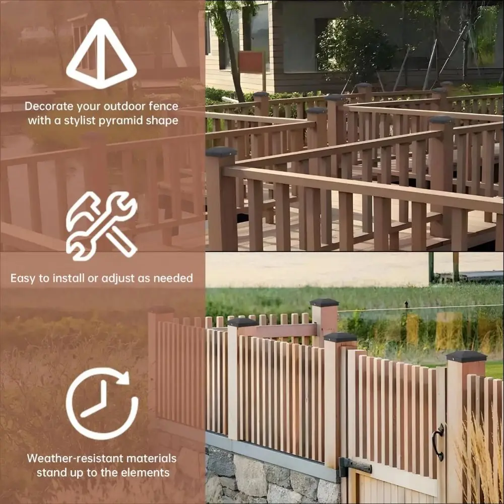 

6Pcs Waterproof Pyramid Post Caps with Screws Replacement Posts Top Protector Easy Installation Weather Resistant