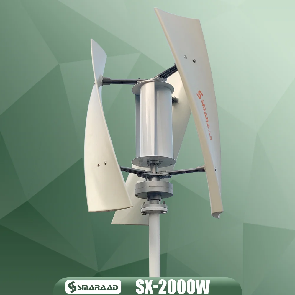 2000w Vertical Axis Wind Turbine 48V Alternative Energy Generator 220v AC Output Household Complete Kit with Controller Inverter