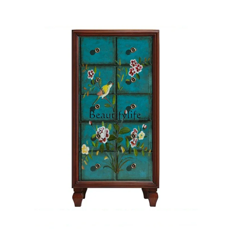 

LD6American country chest of drawers solid wood bedroom bedside storage wardrobe entrance dining room side cabinet