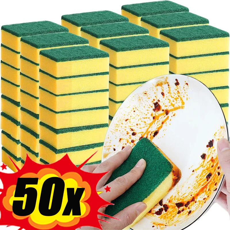 

Wholesale Highly Absorbent Double-sided Sponge Magic Clean Pot Rust Stain Sponges Cleaning Brush Kitchen Grease Cleaner Tools