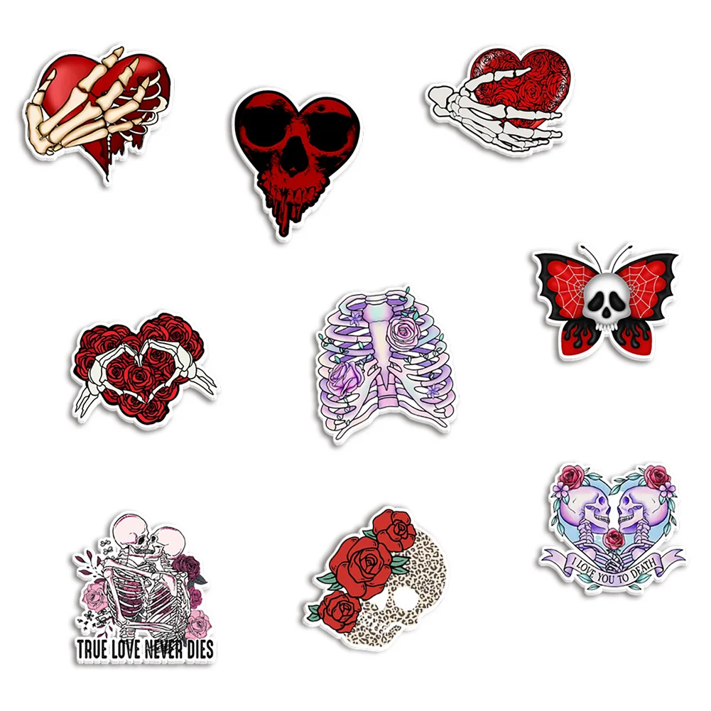 

Valentine's Day Skeleton Love Heart Resin Planar Transparent Glitter Acrylic Flatback for Badge Hair Bow Keychain Decoration