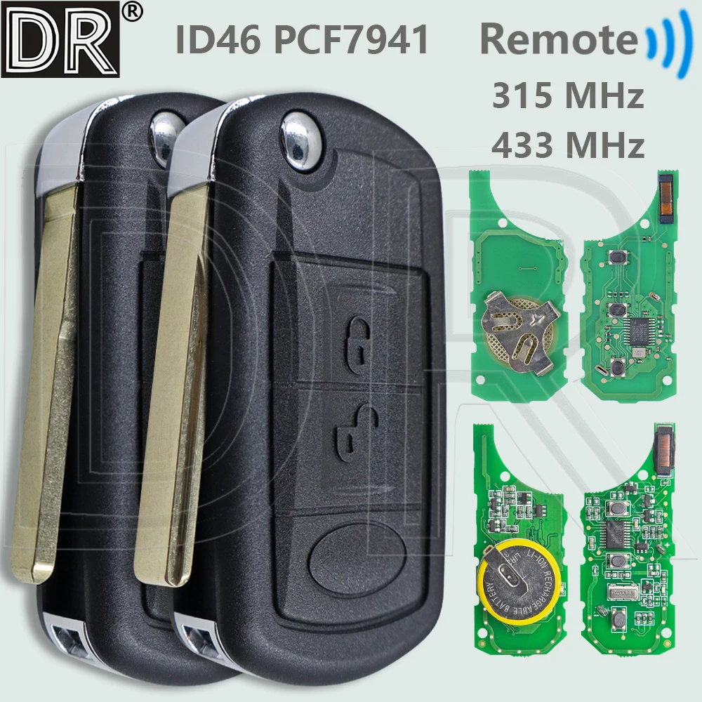 

DR ID46 PCF7941 315/433MHz Rechargeable Battery HU101/HU92 Flip Car Remote Key For Land Rover Range Rover Sport Discovery 3