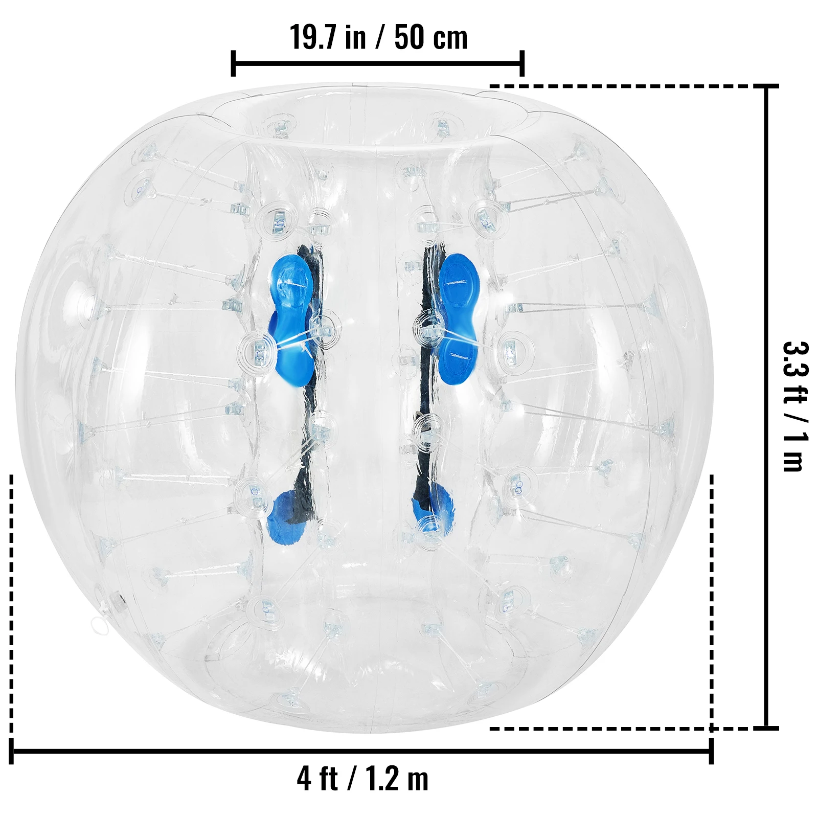 VEVOR Pallone Gonfiabile da 2 Pezzi Diametro 1,2 m Peso 18kg, Pallone Doppio Trasparente Gonfiabile Materiale in PVC Ecologico per Eventi Giochi Feste in Cortile Parco Spiaggia Scuola Giardino Prato