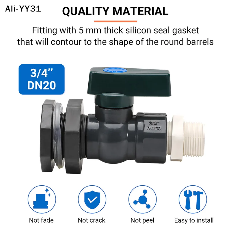 【Wy】PVC Rain Barrel Diverter Kit 3/4 Inch Rain Barrel Valve Rain Barrel Spigot Kit With Bulkhead Fitting Adapter