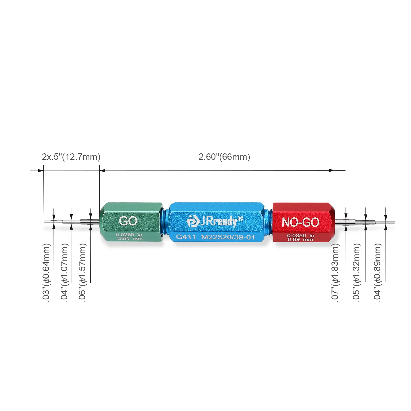 JRready G411 (Equivalent to M22520/39-01) Go-nogo Gage Used for GMT232 M22520/37-01 Heat Shrinkable Splices Crimp Tools