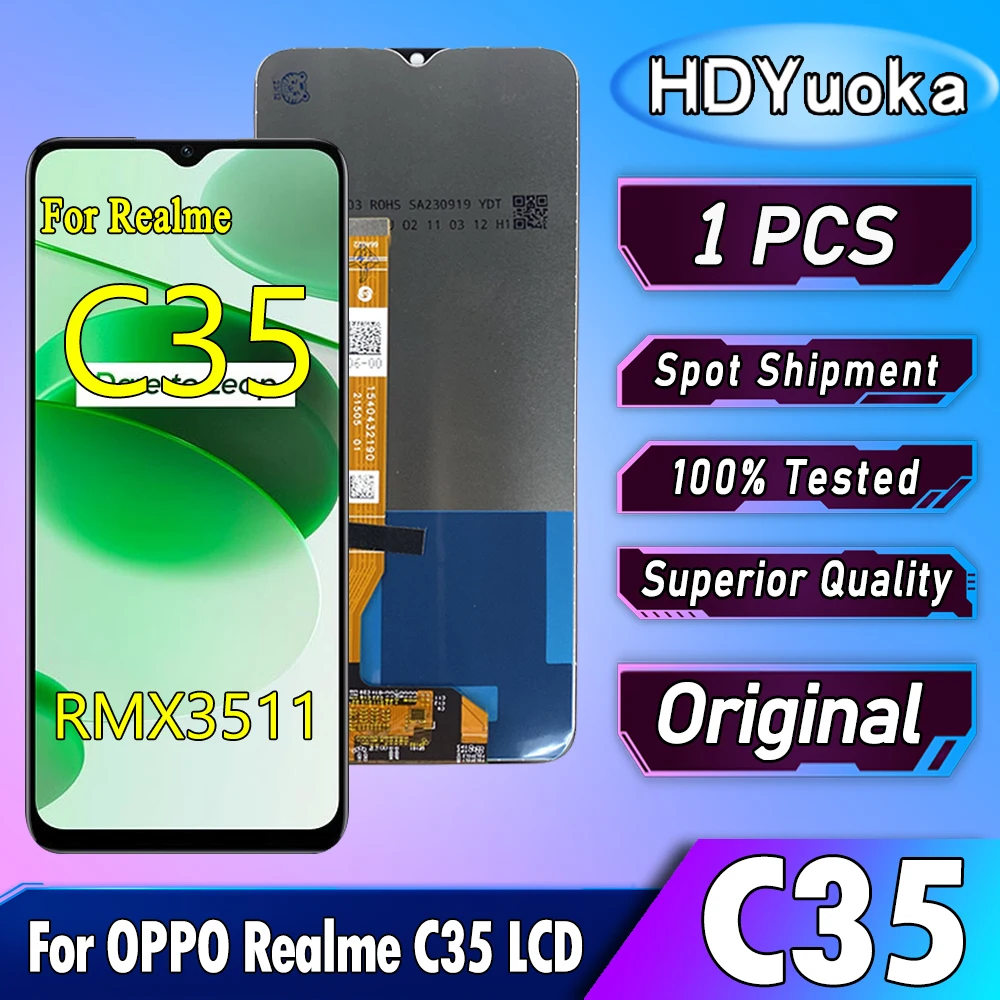 6.6 "الأصلي ل ممن لهم Realme C35 LCD RMX3511 عرض مجموعة المحولات الرقمية لشاشة تعمل بلمس استبدال إصلاح أجزاء