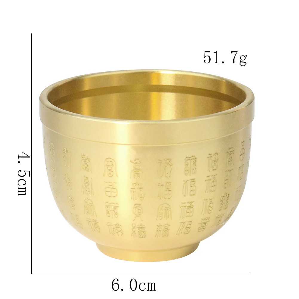 Solid Copper Hundreds Lucky Fortune Bowl Cup Chinese Character Feng Shui Craft DecorOrnaments Jewelry Holder Display Ashtray