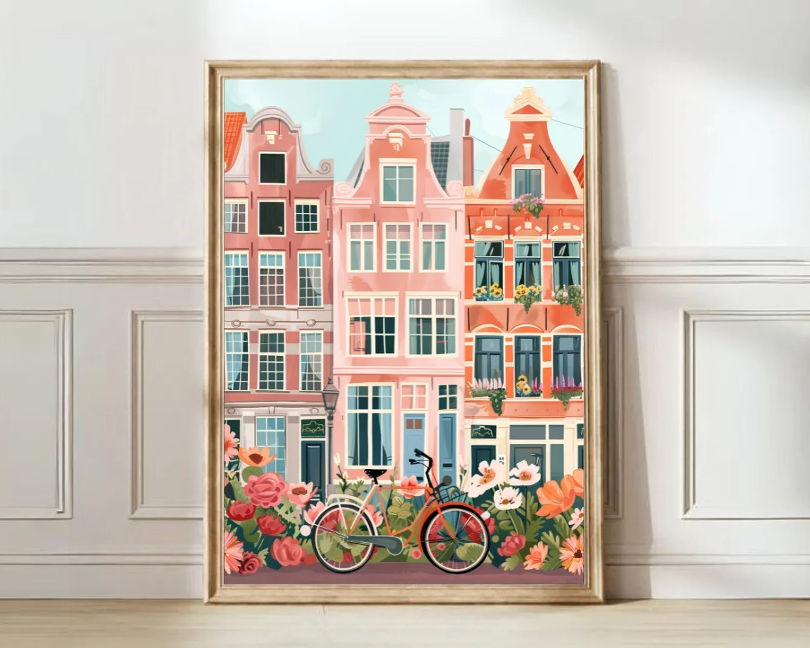 (Sans cadre) Impression Amsterdam, Illustration Amsterdam, Affiche de voyage Amsterdam, Illustration New Yorker, Affiche florale, Affiche infirmière colorée