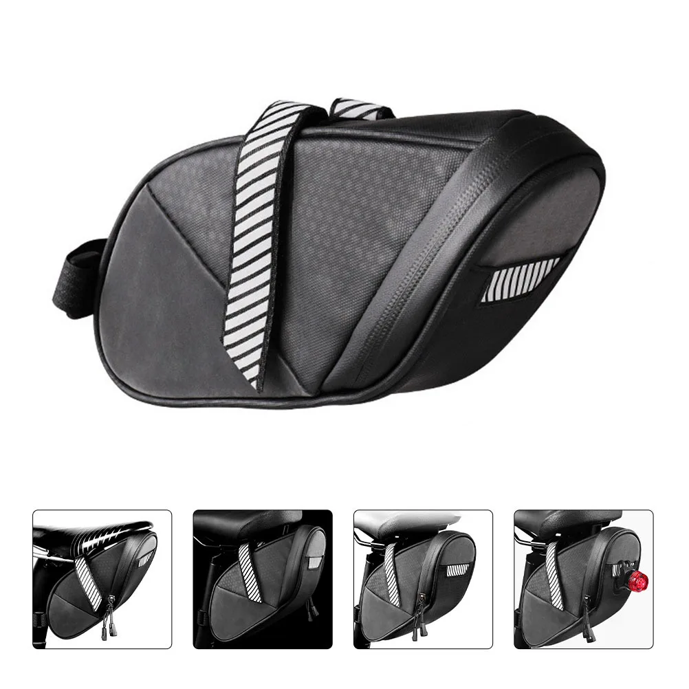 1Pcs Waterproof Bike Backseat Bag Large Capacity Reflective Riding Rear Seat Pouch Double Zipper Backseat Bag Bike Pouch