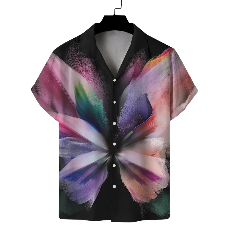 Pop Optical Illusion Shirts for Men Clothing 3D Printed Hawaiian Beach Shirts Short Sleeve y2k Tops Vintage Clothes Lapel Blouse