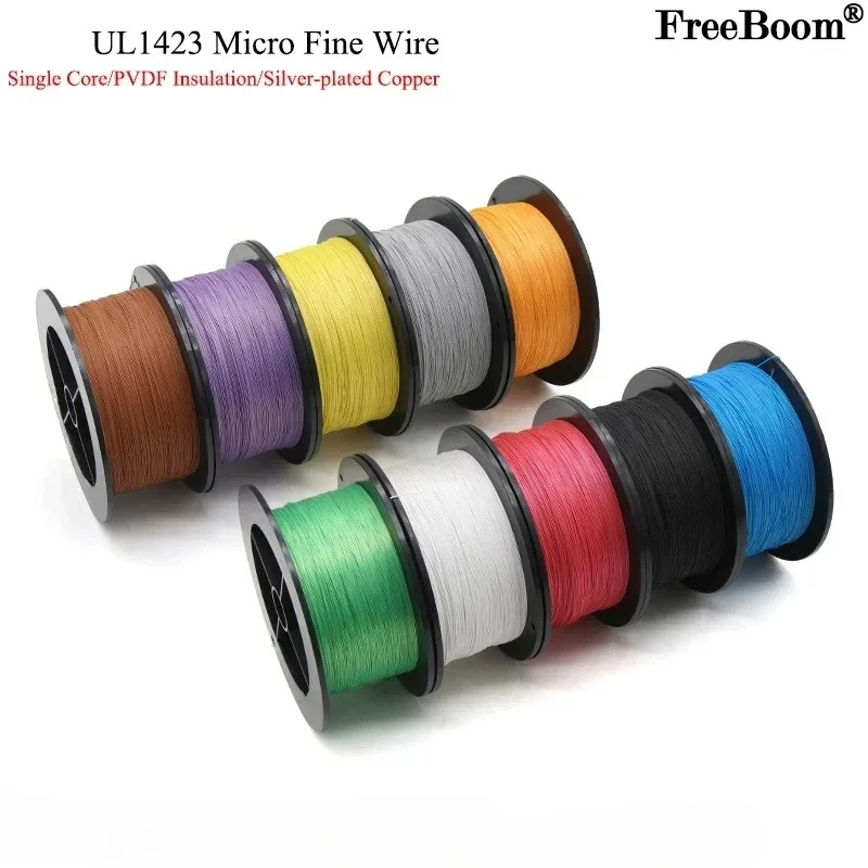 5/10/50M UL1423 PTFE Posrebrzany drut miedziany 38/36/34/30/28/26/24AWG Wysokotemperaturowy elektroniczny jednożyłowy mikro cienki kabel