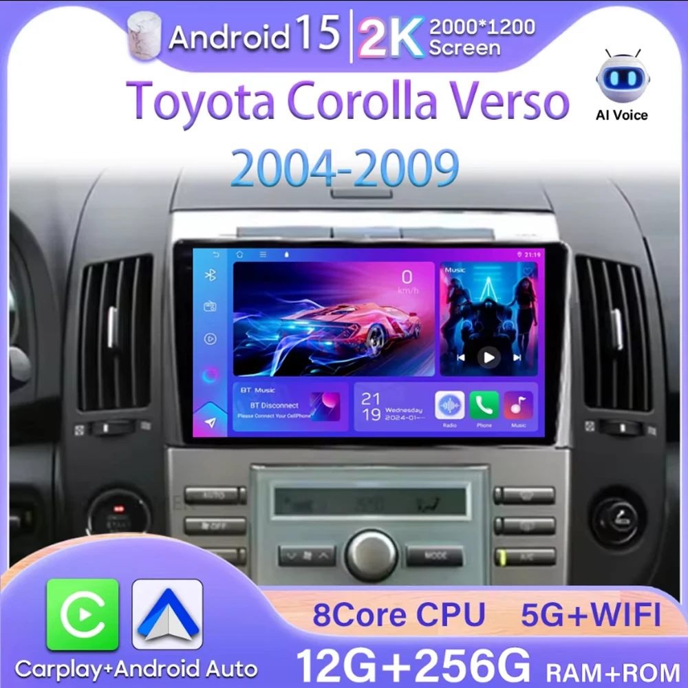 

Android Auto For Toyota Corolla Verso AR10 2004-2009 Carplay Car Monitor Car Radio Multimedia Player Stereo No 2din 4G Wifi DVD