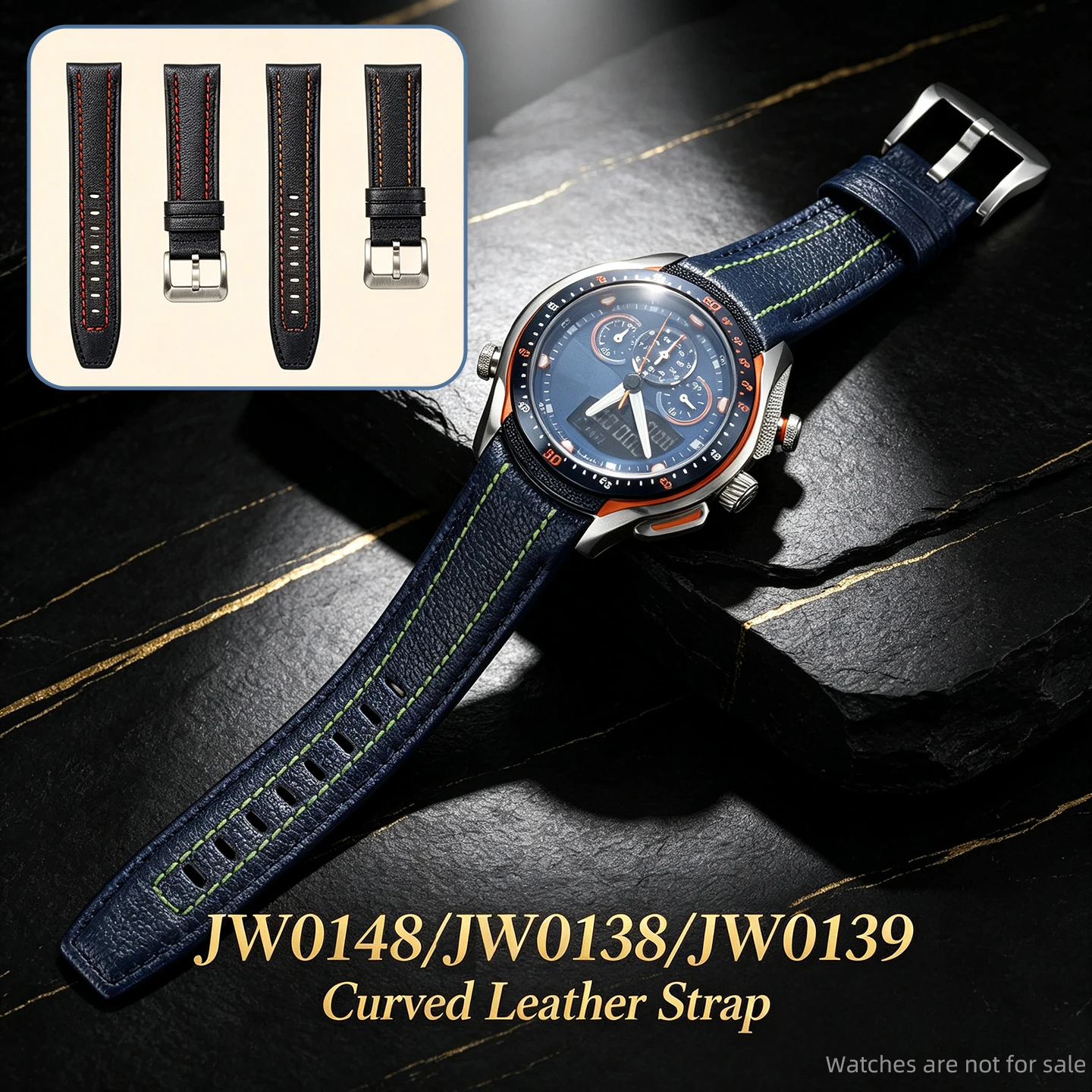 22mm Curved‑End Leather Watch Strap Stainless Steel Metal Wristband for Citizen JW0149 JW0148 JW0138 JW0139 Men Replacement Band